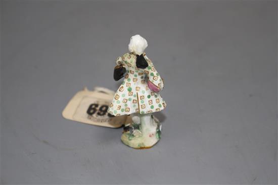 A Chelsea red anchor toy figure of a gallant gentleman, c.1755, 6.5cm